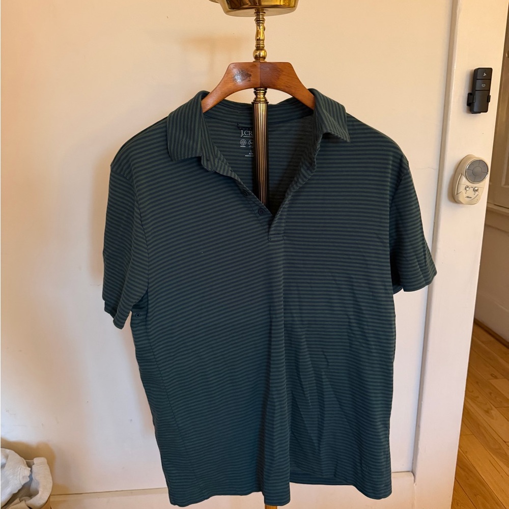 J. Crew Men’s Forest Green Striped Polo